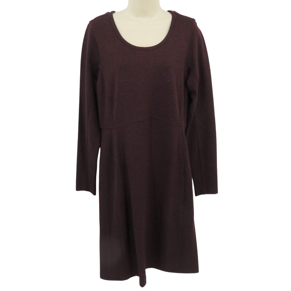 Duluth Trading Co Women Medium Wearwithall Ponte Knit Dress Dark Purple Red NEW
